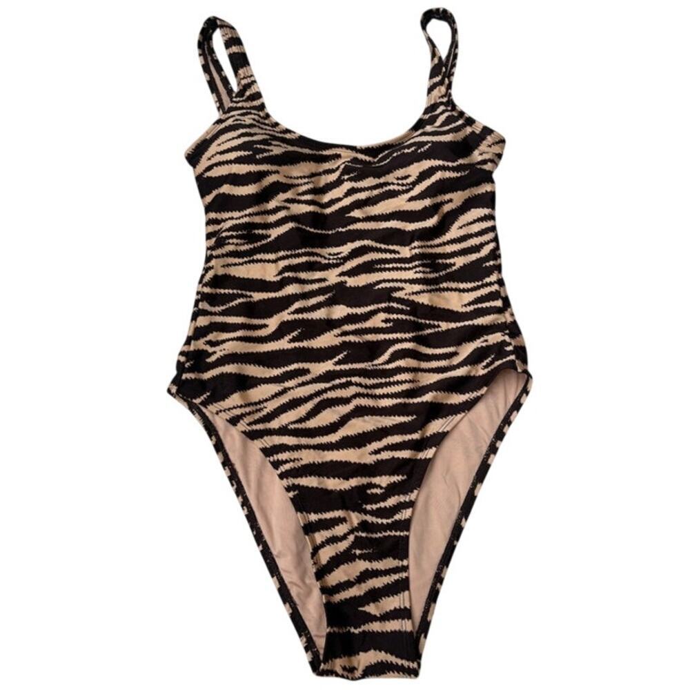 NWOT Womens Topshop Animal Print Low Back One Piece Swimsuit Size 6